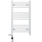 Dual Fuel 500 x 800mm Straight White Heated Towel Rail - (incl. Valves + Electric Heating Kit) 