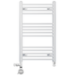 Dual Fuel 500 x 800mm Straight White Heated Towel Rail - (incl. Valves + Electric Heating Kit) 