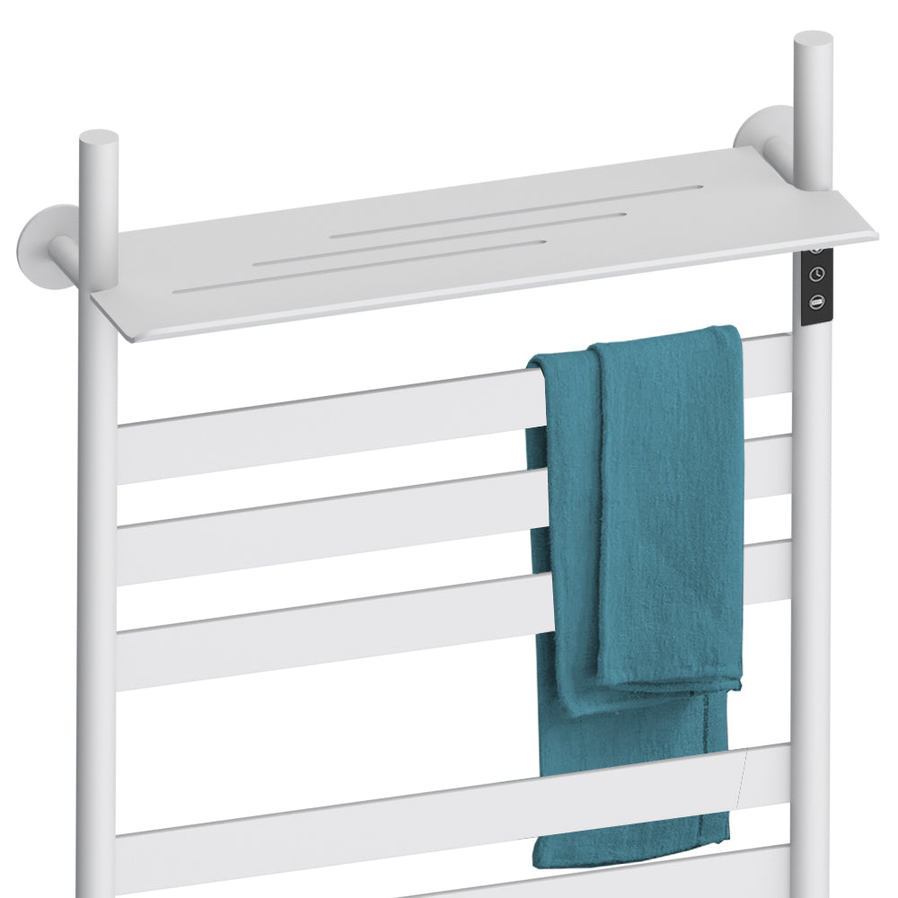 500 x 600mm White Electric Dry Heating Towel Rail Radiator With a Top Shelf GD Model