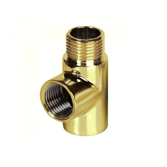 Heating Element Connector-Dual Fuel Gold T-Piece For Towel Rails