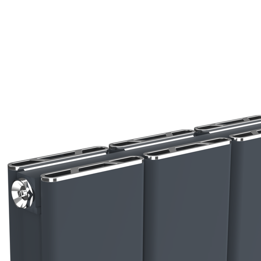 Horizontal Aluminium Radiator 600 x 1022mm – Anthracite Grey Double Panel – Model Lena 