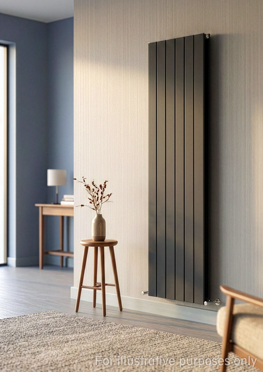 Vertical Aluminium Radiator 1800 x 407mm – Anthracite Grey Double Panel – Model Lena 
