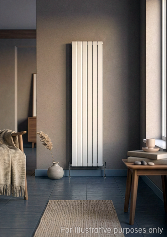 Vertical Aluminium Radiator 1800 x 305mm – White Single Panel – Model Lena 