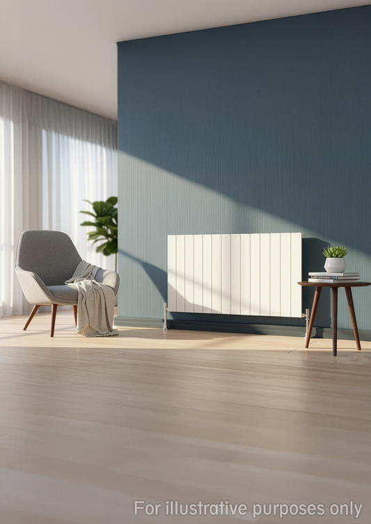 Horizontal Aluminium Radiator 600 x 1022mm – White Double Panel – Model Lena 