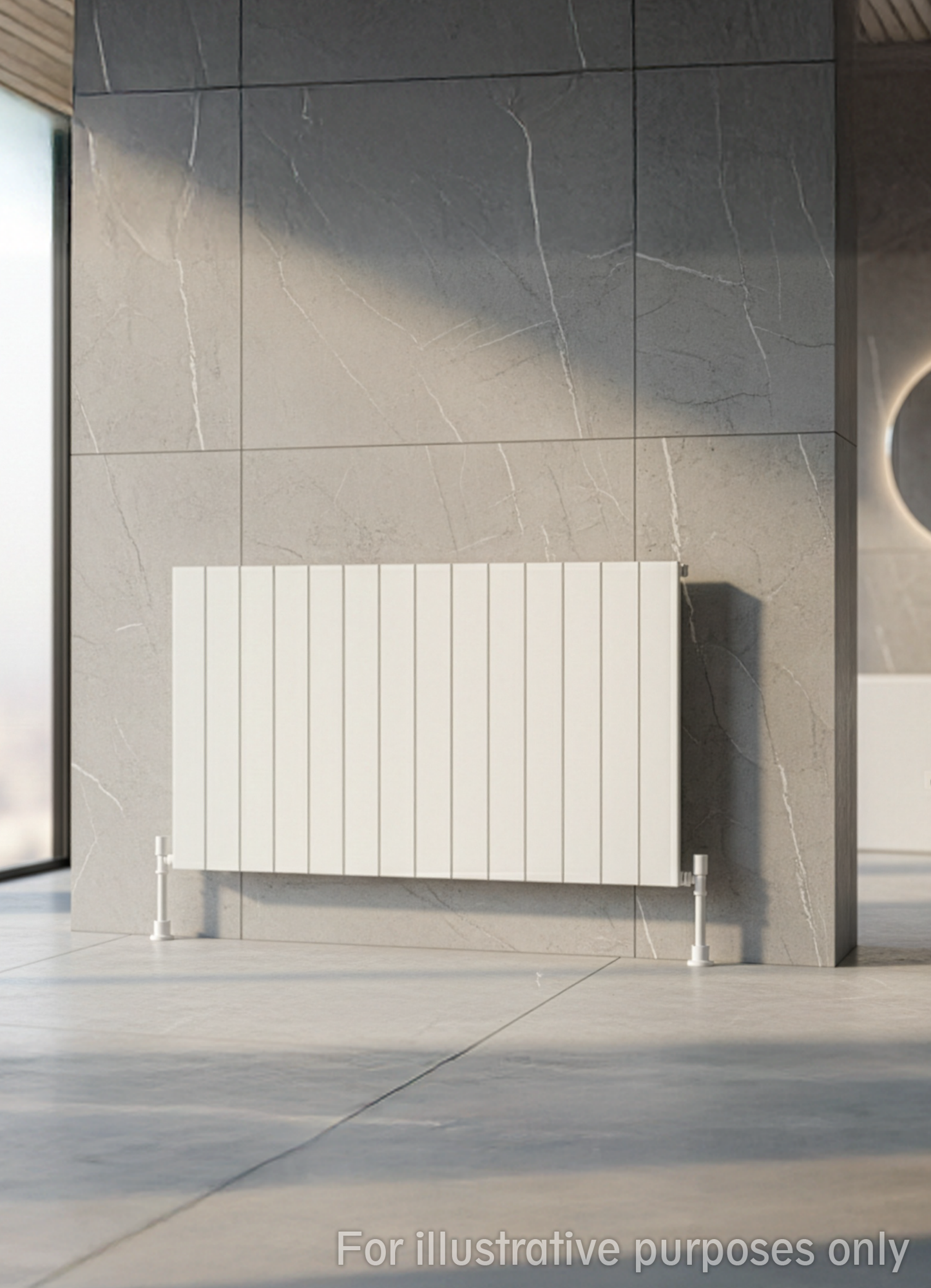  Horizontal Aluminium Radiator 600 x 1022mm – White Single Panel – Model Lena