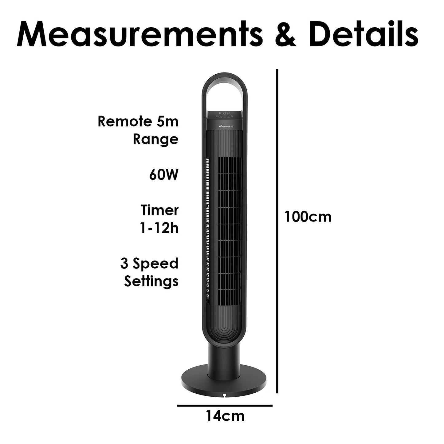  100cm Tower Fan Remote Control WIFI Electric Air Cooler Standing Oscillating