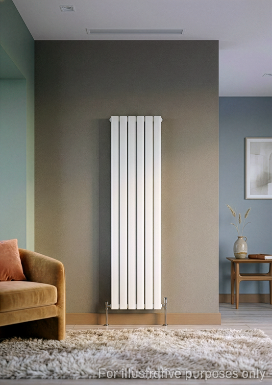 Vertical Aluminium Radiator 1800 x 407mm – White Double Panel – Model Mira 