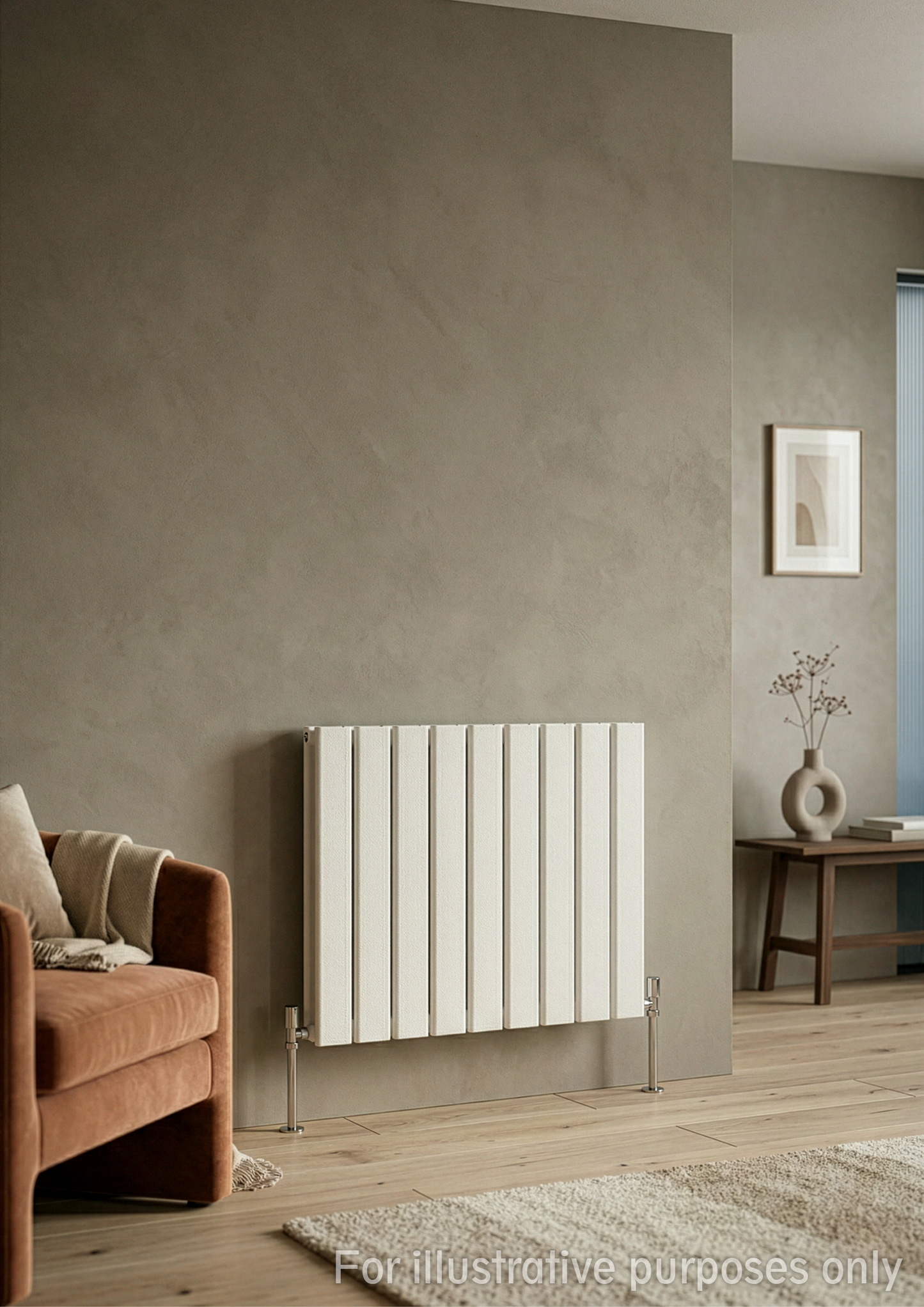  Horizontal Aluminium Radiator 600 x 1022mm – White Double Panel – Model Mira