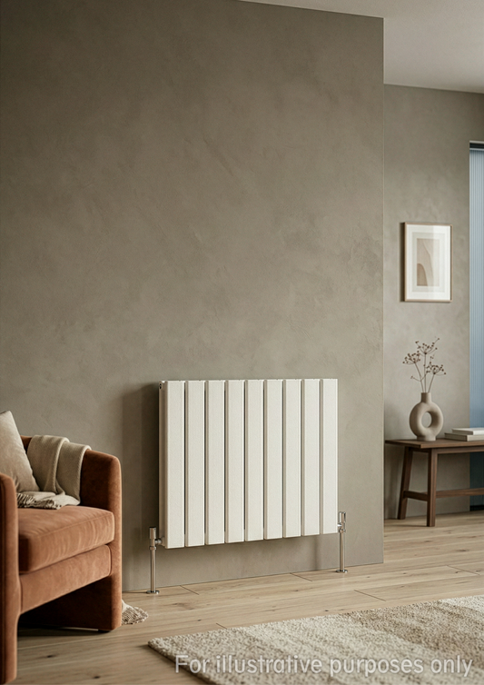 Horizontal Aluminium Radiator 600 x 1022mm – White Double Panel – Model Mira 