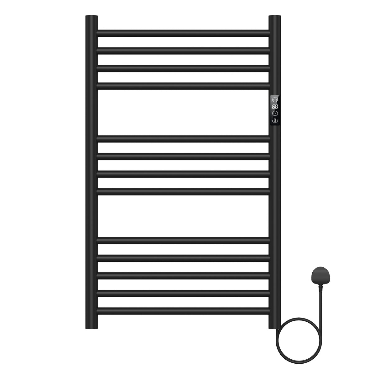  500 x 800mm Black Dry Heating Electric Towel Rail Radiator SN Model, Stainless Steel
