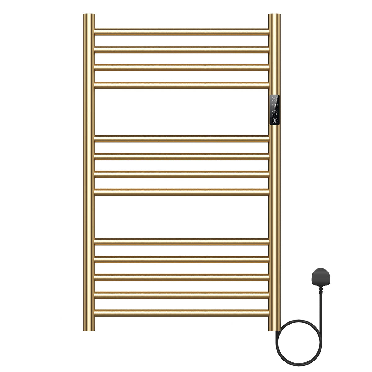  500 x 800mm Brushed Gold Dry Heating Electric Towel Rail Radiator SN Model, Stainless Steel