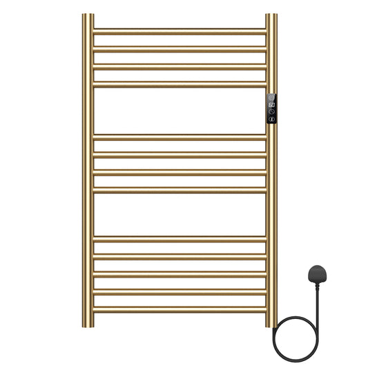 500 x 800mm Brushed Gold Dry Heating Electric Towel Rail Radiator SN Model, Stainless Steel 