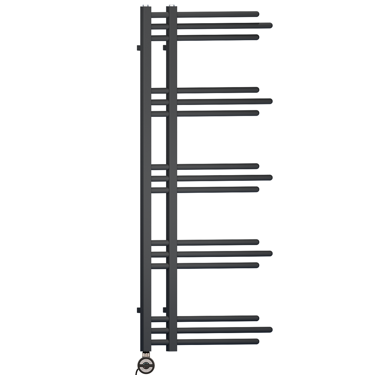  500mm Wide – 1200mm High Sydney Black Electric Designer Heated Towel Rail Radiator