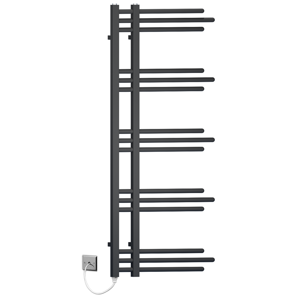  500mm Wide – 1200mm High Sydney Black Electric Designer Heated Towel Rail Radiator
