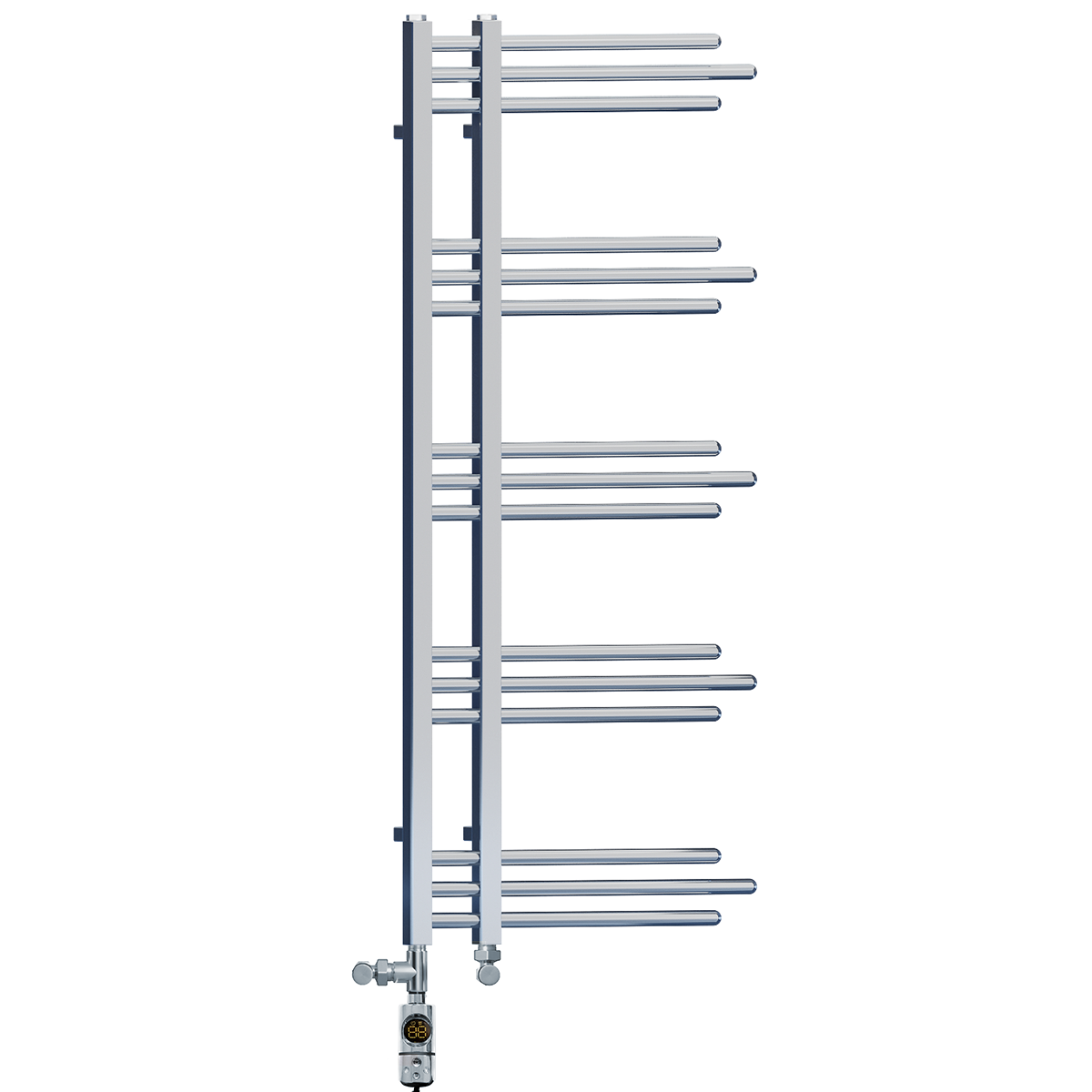  Dual Fuel 500 x 1200mm Straight Chrome Designer Heated Towel Rail Radiator- (incl. Valves + Electric Heating Kit)