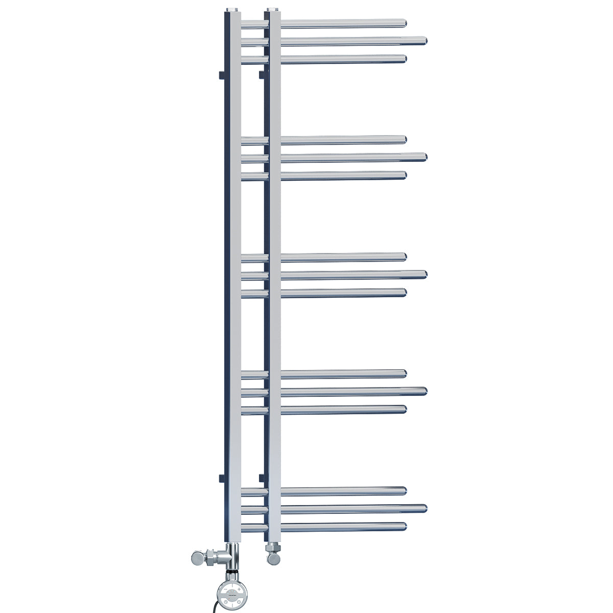  Dual Fuel 500 x 1200mm Straight Chrome Designer Heated Towel Rail Radiator- (incl. Valves + Electric Heating Kit)