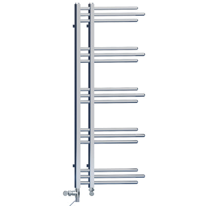  Dual Fuel 500 x 1200mm Straight Chrome Designer Heated Towel Rail Radiator- (incl. Valves + Electric Heating Kit) 