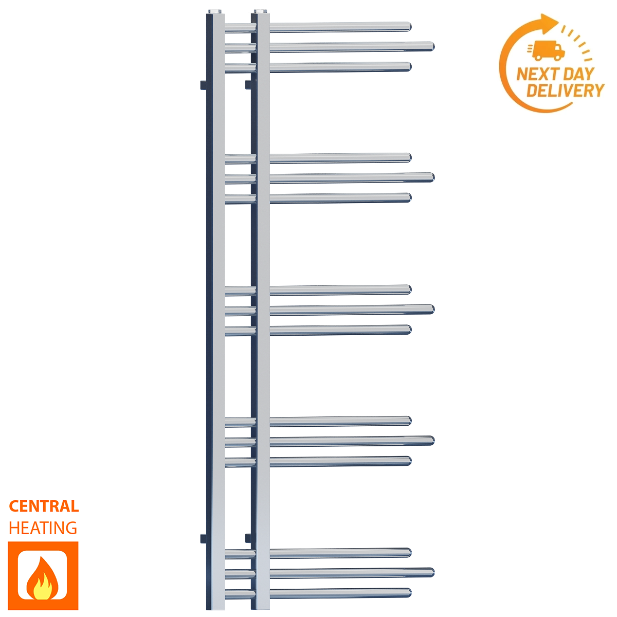  500mm Wide - 1200mm High Sydney Chrome Designer Heated Towel Rail Radiator