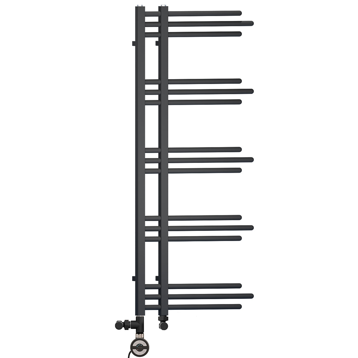 Dual Fuel Matt Black Designer Heated Towel Rail 500 x 1200mm Side Bar ...