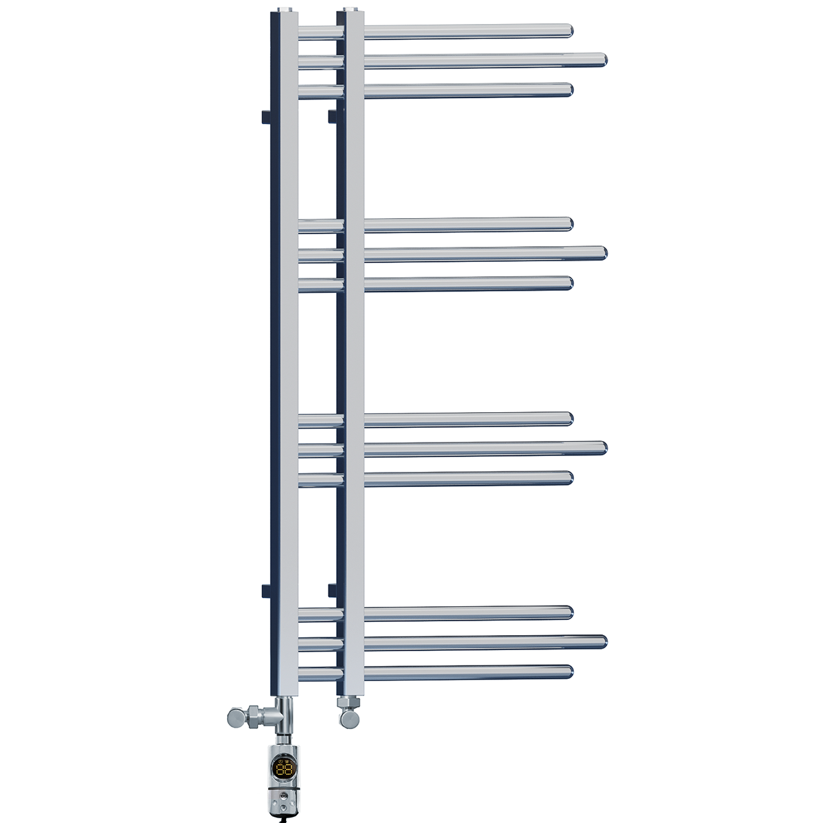 Dual Fuel 500 x 900mm Straight Chrome Designer Heated Towel Rail Radiator- (incl. Valves + Electric Heating Kit)