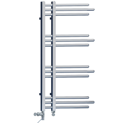  Dual Fuel 500 x 900mm Straight Chrome Designer Heated Towel Rail Radiator- (incl. Valves + Electric Heating Kit) 