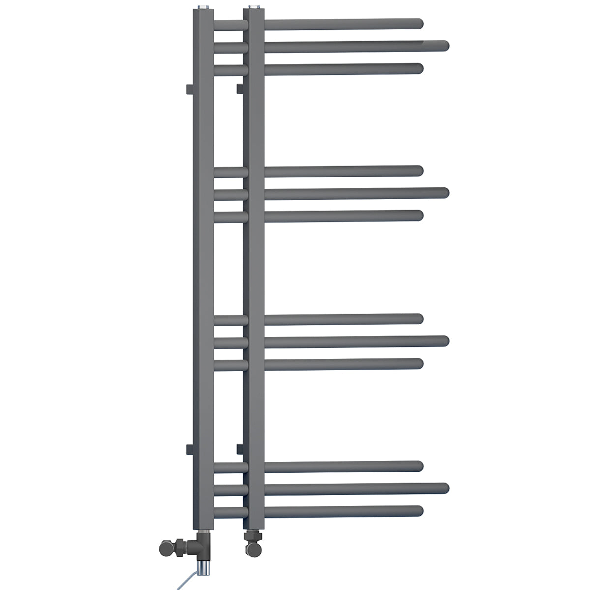  Dual Fuel 500 x 900mm Straight Anthracite Grey Designer Heated Towel Rail Radiator- (incl. Valves + Electric Heating Kit)