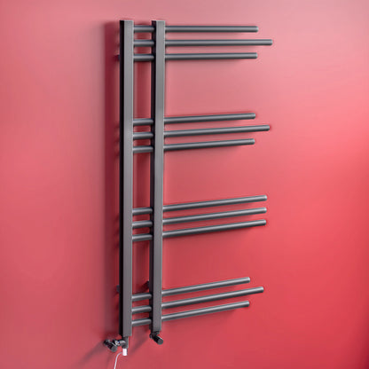 Dual Fuel 500 x 900mm Straight Anthracite Grey Designer Heated Towel Rail Radiator- (incl. Valves + Electric Heating Kit)