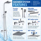 Thermostat Shower System With Square Mixer Set and Rainfall Shower Head 