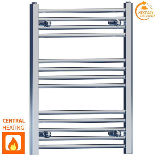 600mm Wide - 700mm High Flat Chrome Heated Towel Rail Radiator Stock Clearance 