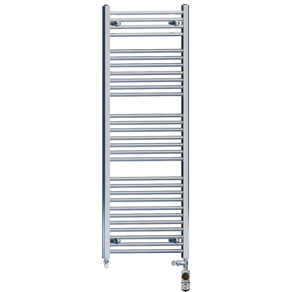  Dual Fuel 500 x 1500mm High Flat Chrome Heated Towel Rail Radiator Stock Clearance - (incl. Valves + Electric Heating Kit) 