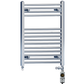 Dual Fuel 500 x 750mm High Flat Chrome Heated Towel Rail Radiator Stock Clearance - (incl. Valves + Electric Heating Kit) 