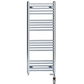 Dual Fuel 550 x 1200mm High Flat Chrome Heated Towel Rail Radiator Stock Clearance - (incl. Valves + Electric Heating Kit) 