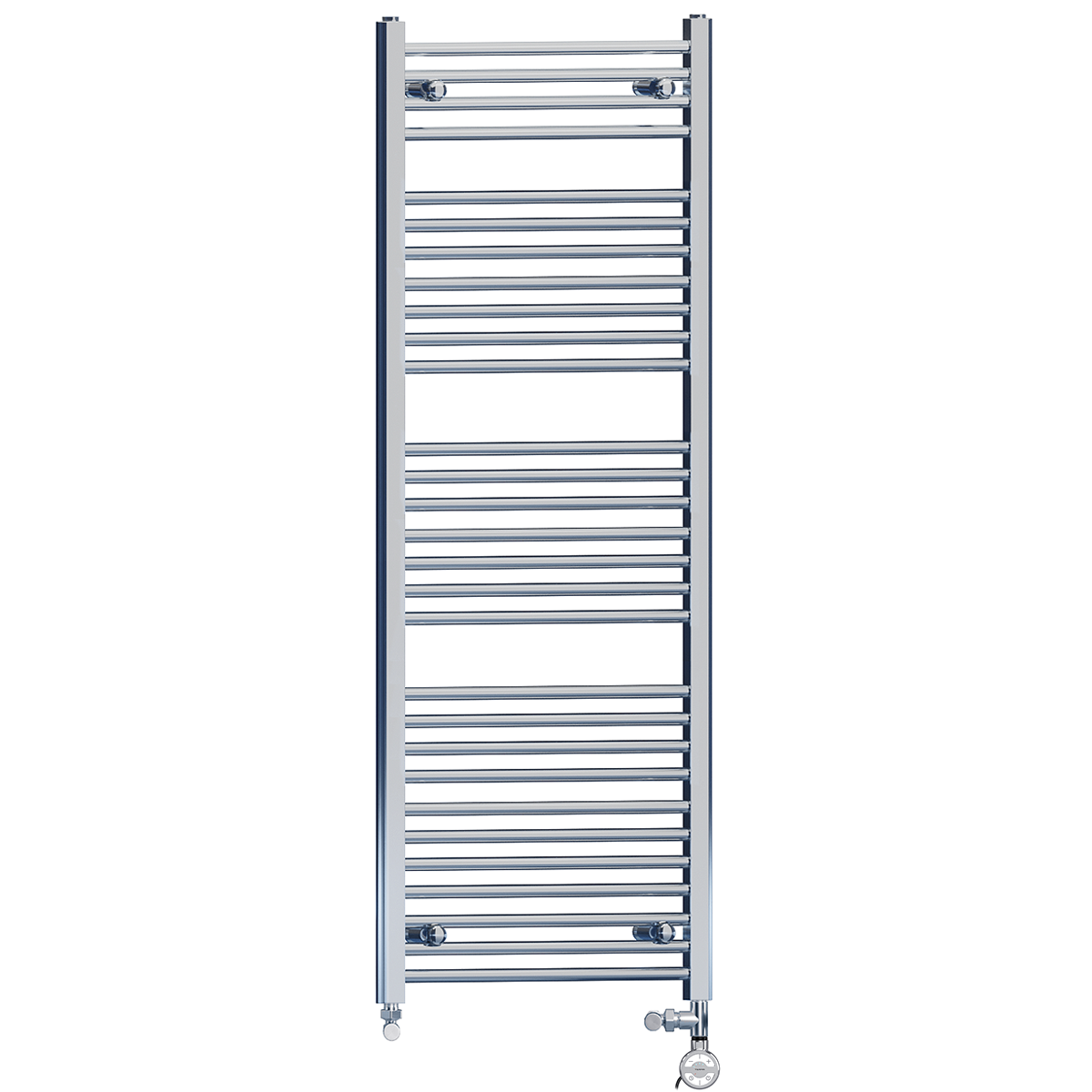  Dual Fuel 500 x 1500mm High Flat Chrome Heated Towel Rail Radiator Stock Clearance - (incl. Valves + Electric Heating Kit)