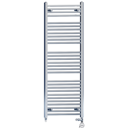  Dual Fuel 500 x 1500mm High Flat Chrome Heated Towel Rail Radiator Stock Clearance - (incl. Valves + Electric Heating Kit) 