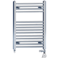 Dual Fuel 500 x 750mm High Flat Chrome Heated Towel Rail Radiator Stock Clearance - (incl. Valves + Electric Heating Kit) 