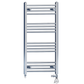Dual Fuel 550 x 1000mm High Flat Chrome Heated Towel Rail Radiator Stock Clearance - (incl. Valves + Electric Heating Kit) 