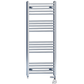 Dual Fuel 550 x 1200mm High Flat Chrome Heated Towel Rail Radiator Stock Clearance - (incl. Valves + Electric Heating Kit) 