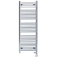 Dual Fuel 600 x 1500mm High Flat Chrome Heated Towel Rail Radiator Stock Clearance - (incl. Valves + Electric Heating Kit) 