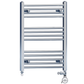 Dual Fuel 600 x 700mm High Flat Chrome Heated Towel Rail Radiator Stock Clearance - (incl. Valves + Electric Heating Kit) 