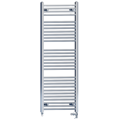  Dual Fuel 500 x 1500mm High Flat Chrome Heated Towel Rail Radiator Stock Clearance - (incl. Valves + Electric Heating Kit) 