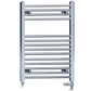 Dual Fuel 500 x 750mm High Flat Chrome Heated Towel Rail Radiator Stock Clearance - (incl. Valves + Electric Heating Kit) 