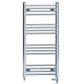 Dual Fuel 550 x 1000mm High Flat Chrome Heated Towel Rail Radiator Stock Clearance - (incl. Valves + Electric Heating Kit) 