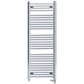 Dual Fuel 600 x 1500mm High Flat Chrome Heated Towel Rail Radiator Stock Clearance - (incl. Valves + Electric Heating Kit) 