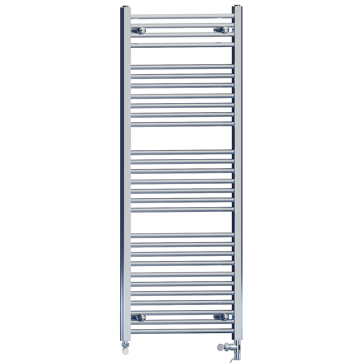  Dual Fuel 600 x 1500mm High Flat Chrome Heated Towel Rail Radiator Stock Clearance - (incl. Valves + Electric Heating Kit)