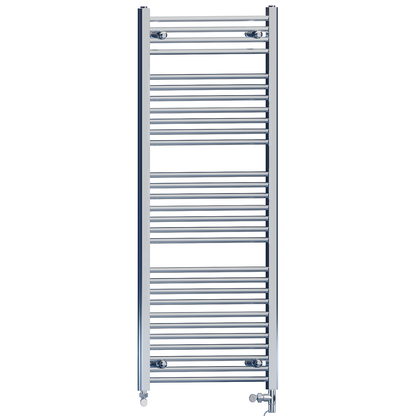  Dual Fuel 600 x 1500mm High Flat Chrome Heated Towel Rail Radiator Stock Clearance - (incl. Valves + Electric Heating Kit) 