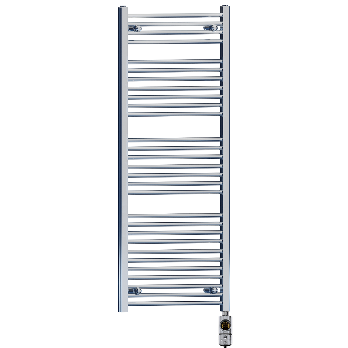  600mm Wide - 1500mm High Flat Chrome Electric Heated Towel Rail Radiator Stock Clearance