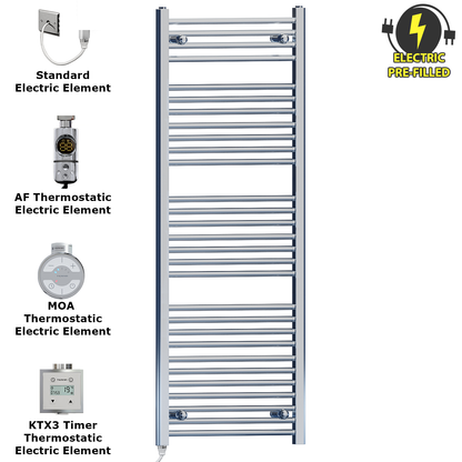  500mm Wide - 1500mm High Flat Chrome Electric Heated Towel Rail Radiator Stock Clearance 