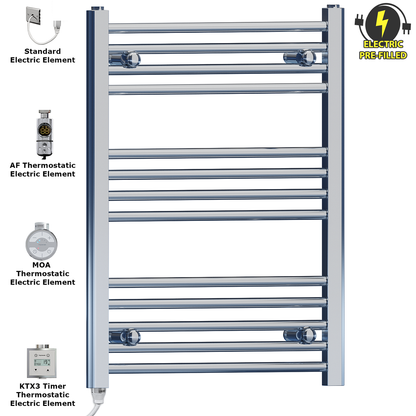  600mm Wide - 700mm High Flat Chrome Electric Heated Towel Rail Radiator Stock Clearance 