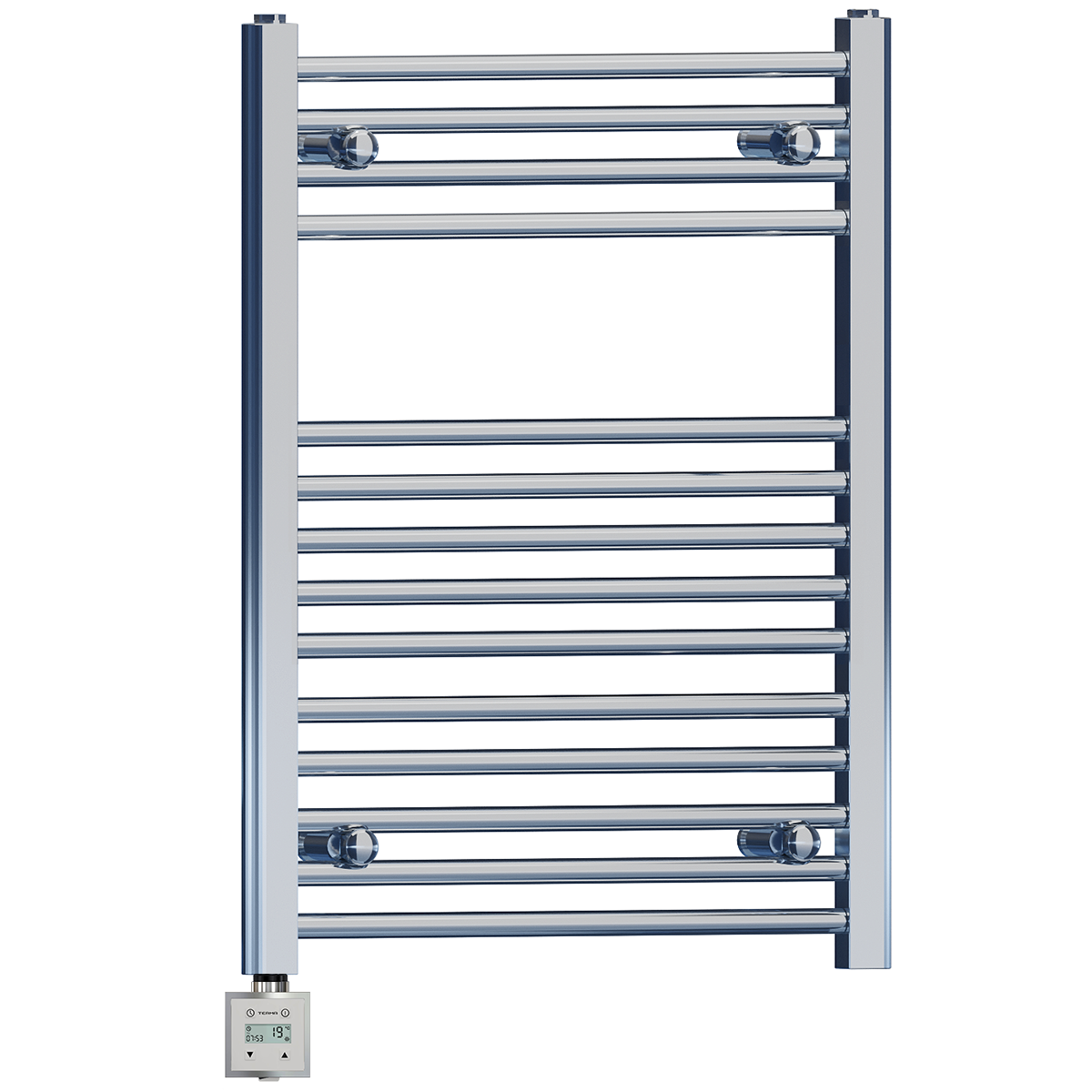  500mm Wide - 750mm High Flat Chrome Electric Heated Towel Rail Radiator Stock Clearance