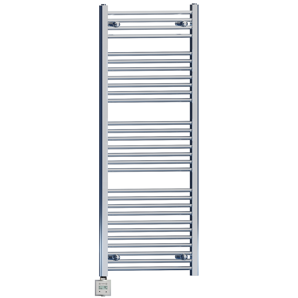  600mm Wide - 1500mm High Flat Chrome Electric Heated Towel Rail Radiator Stock Clearance